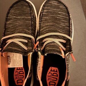 Hey Dude Charcoal and Peach Shoes